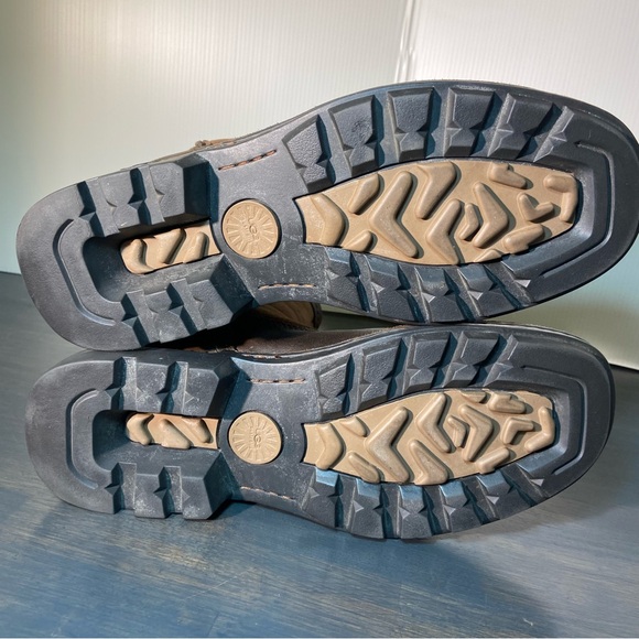 UGG Men’s Leather Shearling Work Boots – Brown – Size 11 - Picture 6 of 11